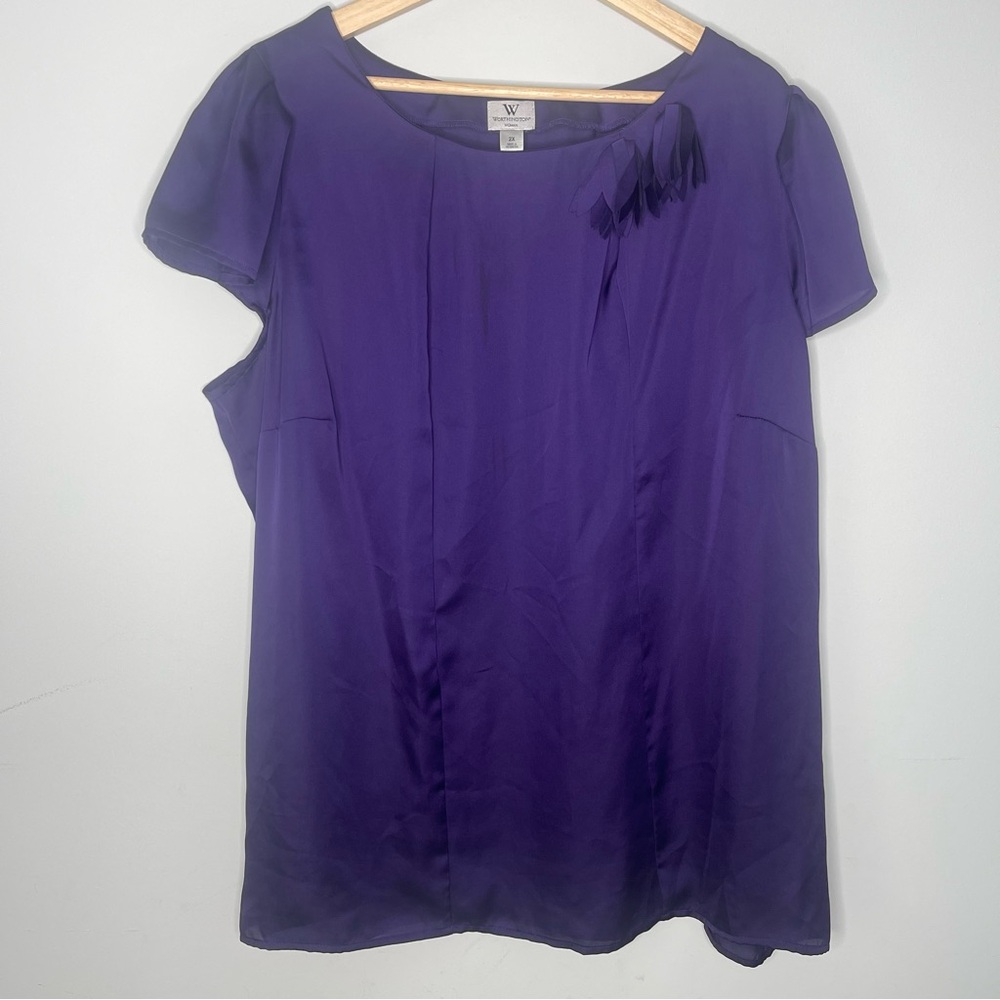 Worthington‎ Short-Sleeve Plum Polyester Blouse (2X-Large)